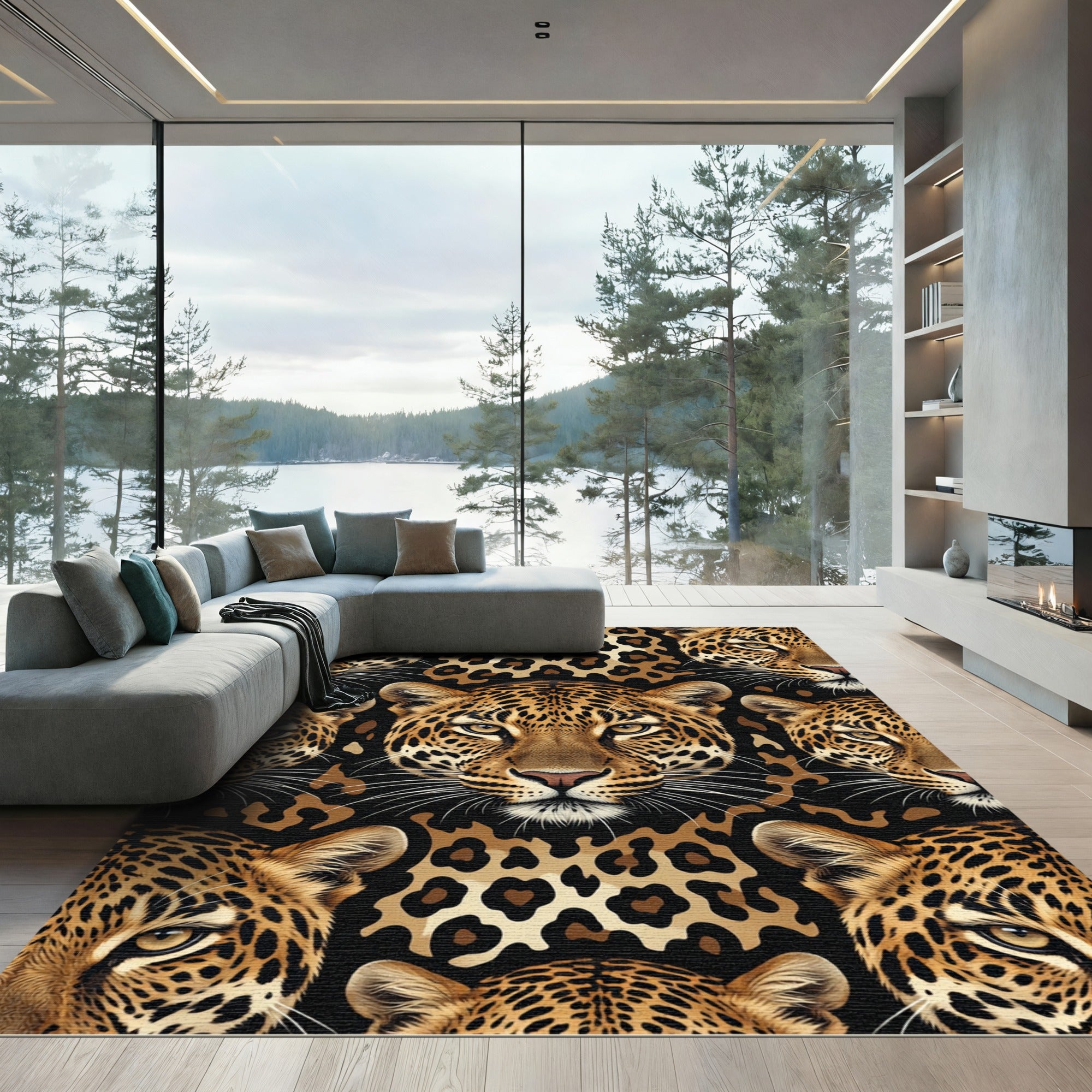 Leopard Print And Faces Rug