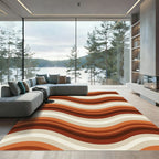 Retro Earth Tone Wavy Striped Rug