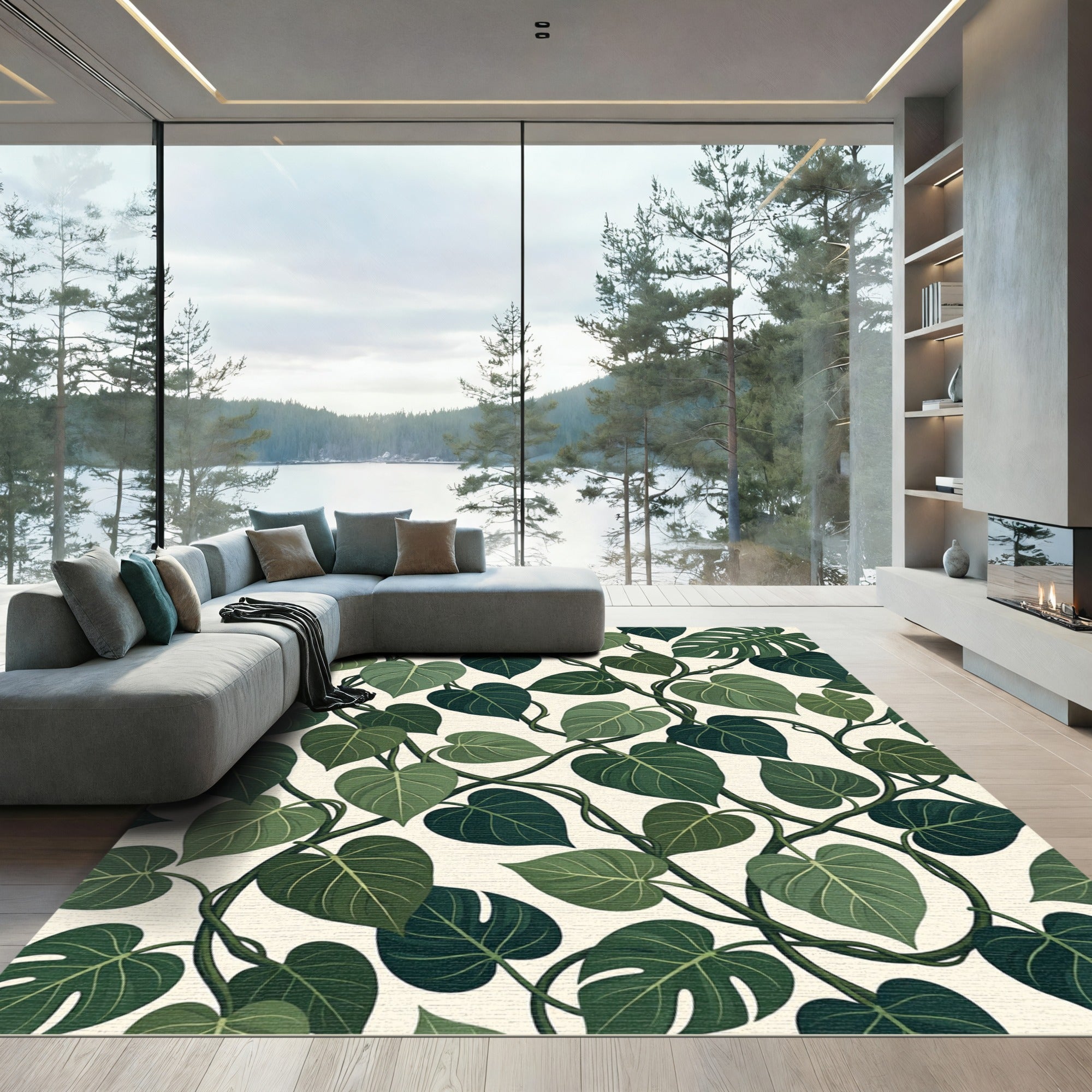 Emerald Heart Leaf Vine Rug