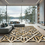 Golden Geometric Interlocking Linear Lattice Rug