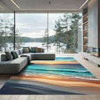 Ethereal Golden Sunset Coastal Wave Rug