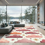 Celestial Blush Pink Cloud Starry Sky Rug