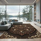 Ornate Bronze Medallion Medley Rug