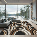 Mid Century Modern Arched Earthy Neutral Rug