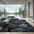 Dark Gray Stone Mosaic Rug