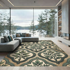 Sage Green Filigree Botanical Quatrefoil Rug