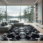 Gothic Smoked Skull and Bone Decor Rug