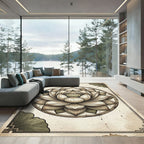 Vintage Sepia Lotus Zen Meditation Rug