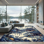 Serene Blue Pagoda Willow Garden Rug