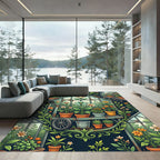 Floral Greenhouse Botanical Garden Art Rug