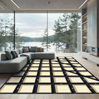 Dark Cream Grid Diagonal Overlay Rug