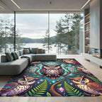 Enchanted Owl Forest Runes Tapestry Rug