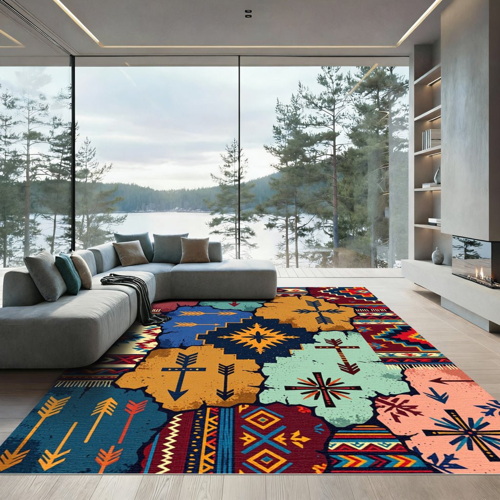 Geometric Tribal Arrow Southwestern Tapestry Rug