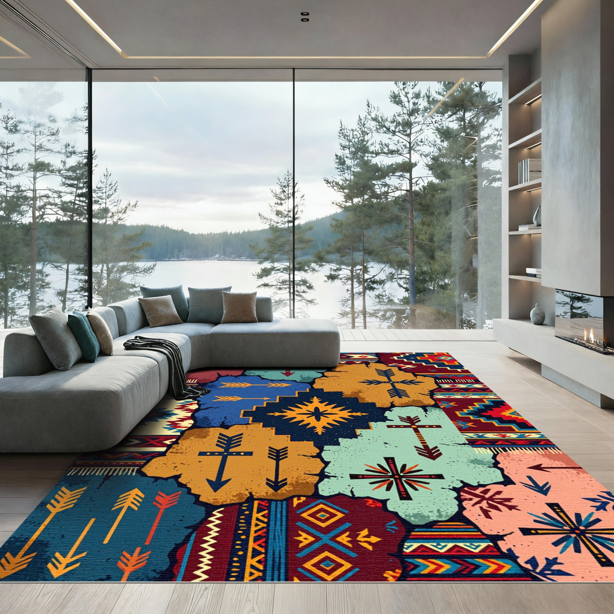 Geometric Tribal Arrow Southwestern Tapestry Rug