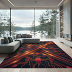 Circuit Board Red Circuitry Abstract Rug