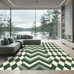 Geometric Olive Diamond Chevron Mosaic Rug