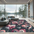 Pink Splash Hearts Artistic Contemporary Rug