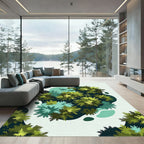Vibrant Forest Green Leafy Abstract Rug