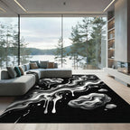 Monochromatic Organic Swirl Abstract Art Rug