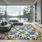 Blue Wildflower Vine Lattice Rug