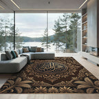 Ornate Bronze Calligraphy Palm Medallion Rug