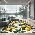Radiant Golden Lemon Fruit Botanical Flourish Rug