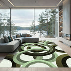 Retro Green Interlocking Rings Rug