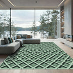 Sage Green Textured Waffle Grid Rug