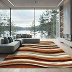 Earthy Tones Brushstroke Wave Rug