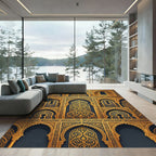 Ornate Gold Archway Geometric Royal Art Rug