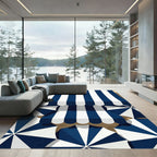 Navy and White Striped Beach Umbrellas Rug