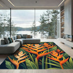 Vibrant Orange Heliconia Garden Bloom Rug