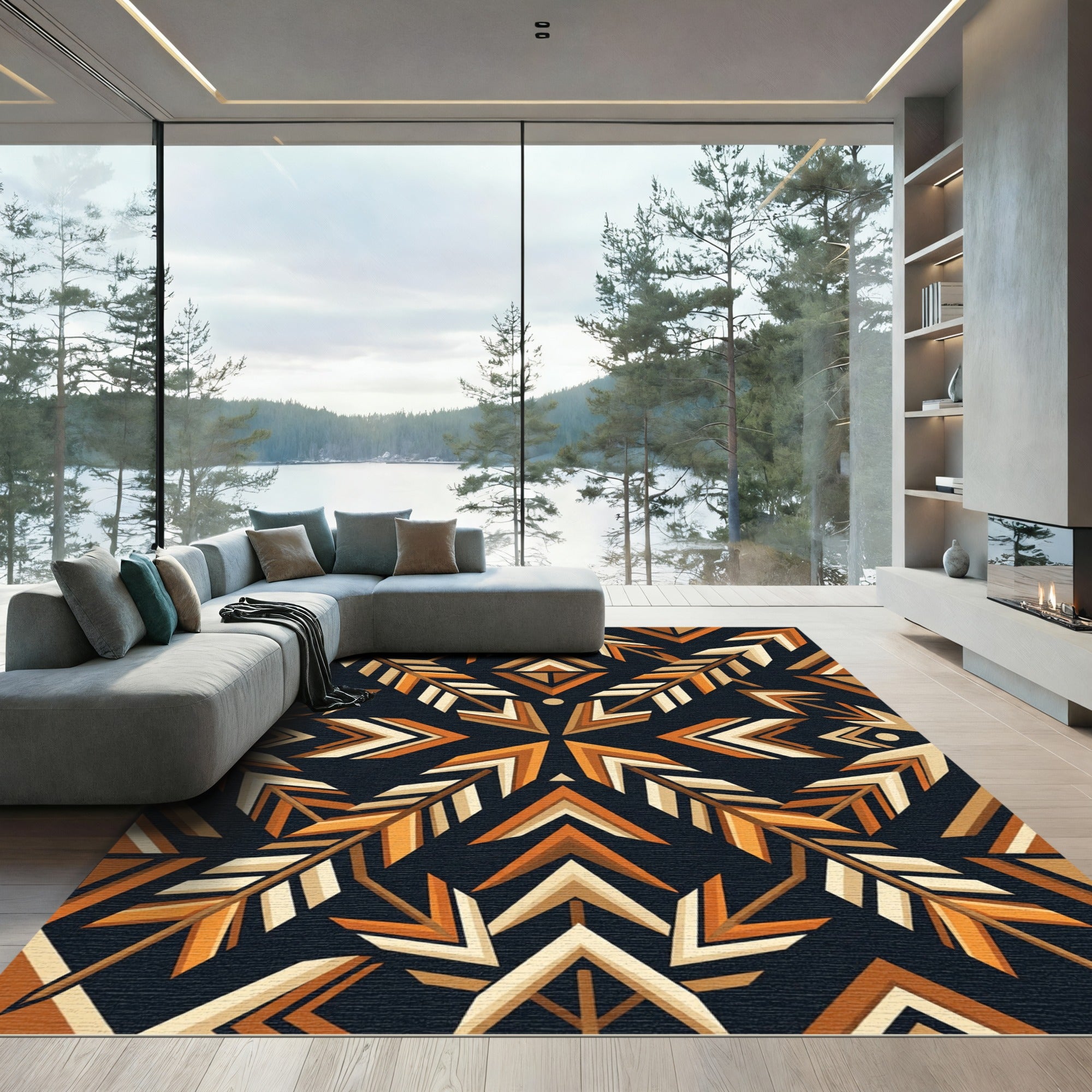 Amber Chevron Arrow Geometric Area Rug