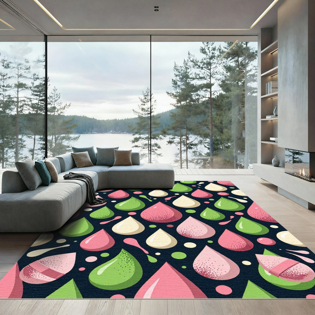 Playful Pastel Teardrop Abstract Art Rug