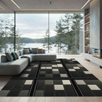 Modern Dark Gray Subtle Grid Rug