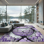Cracked Lavender Zigzag Geometric Egg Rug