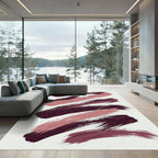 Modern Abstract Burgundy and Dusty Rose Brushstrokes Rug