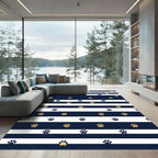 Navy Blue Striped Golden Paw Rug