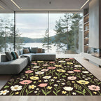 Pink Yellow White Floral Field Meadow Rug