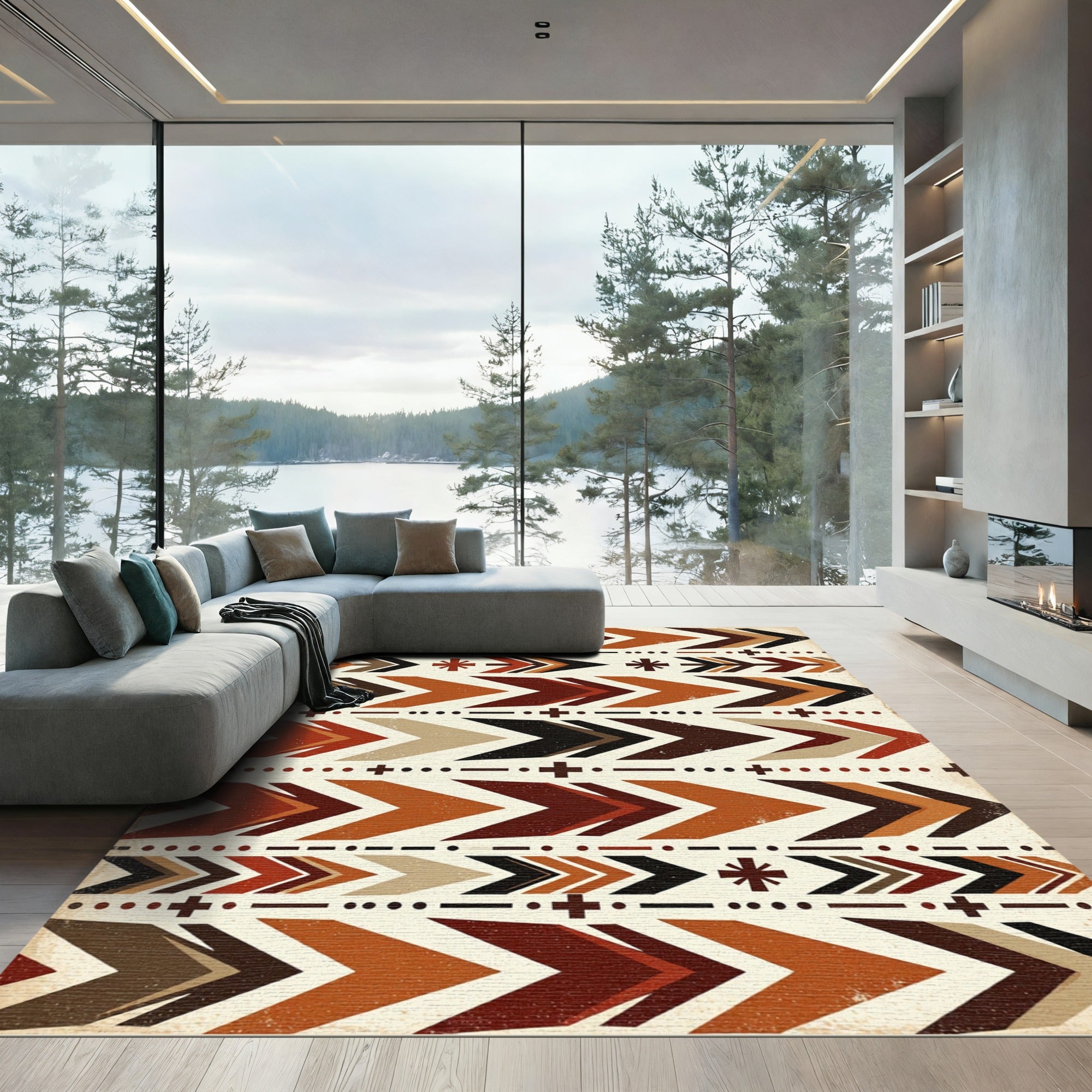 Earthy Tribal Arrow Chevron Rug