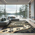 Winding Animal Paw Path Earthy Landscape Rug