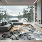 Abstract Earth Tone Ink Wash Rug