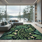 Verdant Botanical Acanthus Leaf Swirl Rug
