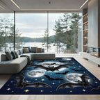 Midnight Bat Moonlit Starry Sky Rug