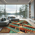 Geometric Isometric Earth Tone Staircase Rug