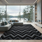 Sophisticated Gray Metallic Zigzag Chevron Rug