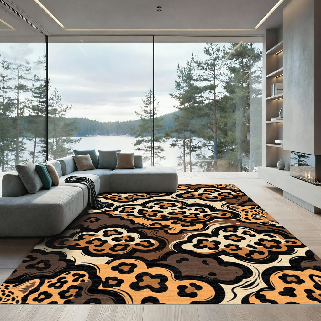 Leopard Clouds Abstract Contemporary Rug