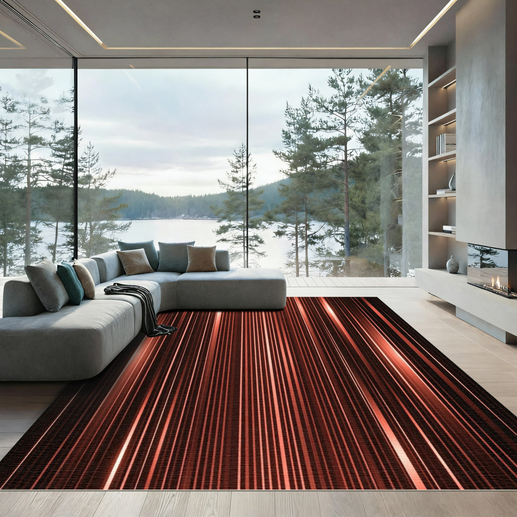 Tangerine Vertical Gleam Stripes Rug