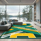 Abstract Geometric Diagonal Soccer Field Overlay Rug