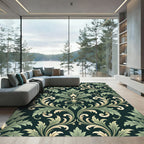 Elegant Sage Green Baroque Scroll Rug